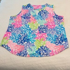 Colorful Coral Print Sleeveless Top